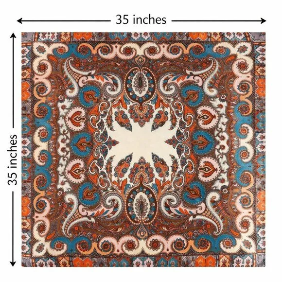 35 Inch Large Wild Rag Paisley Cowboy Scarf Silk Feel Bandana Neckerchief Oversi - Picture 5 of 8
